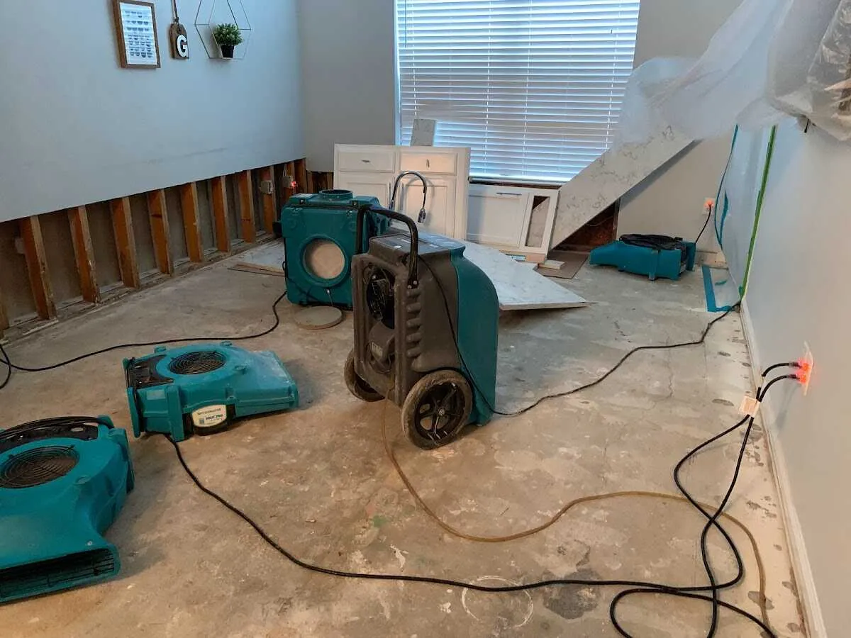Dehumidifier in flood-cut room for Water Extraction & Removal in Cornelius
